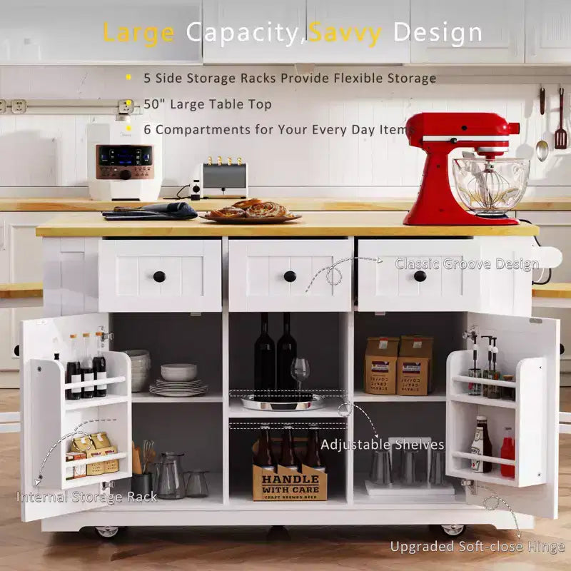 Isla de cocina rústica en negro/gris azulado/blanco con extensión plegable, con capacidad para 2 personas