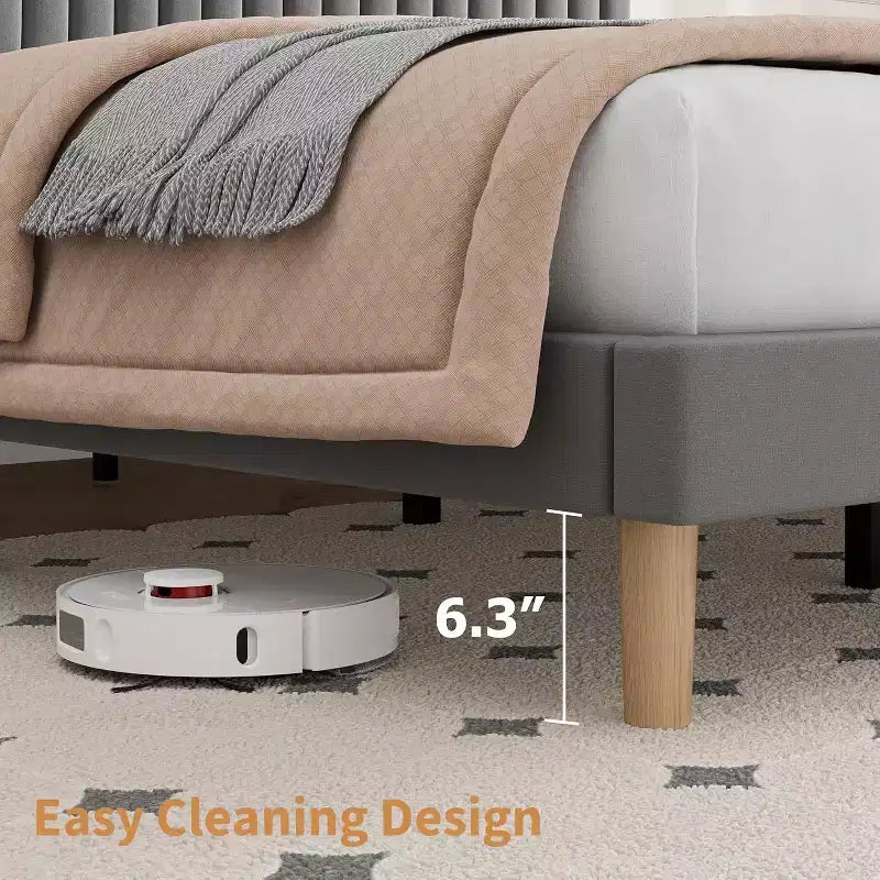 Cama de plataforma tapizada con canales verticales, Negra / Gris Claro / Rosa, Individual / Matrimonial / Queen / King, No necesita somier, Requiere montaje por 2 personas