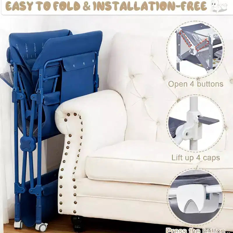 Mesa cambiador plegable para bebés con cajones negra/azul/gris/rosa – 1 persona
