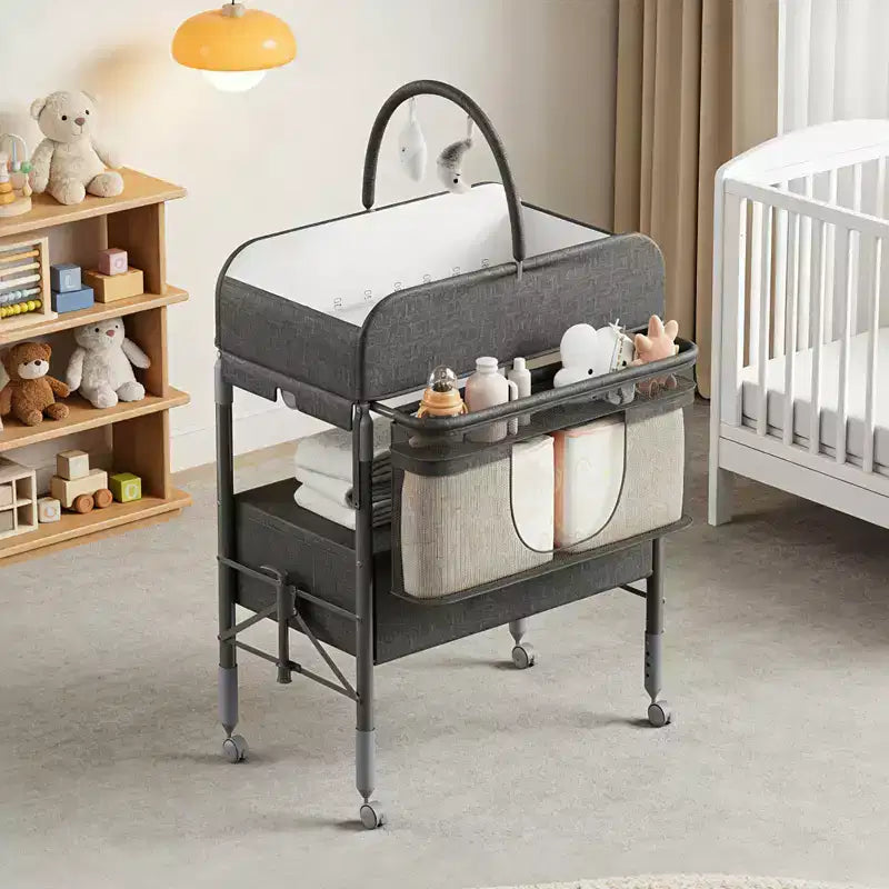 Mesa cambiador plegable para bebés con cajones negra/azul/gris/rosa – 1 persona