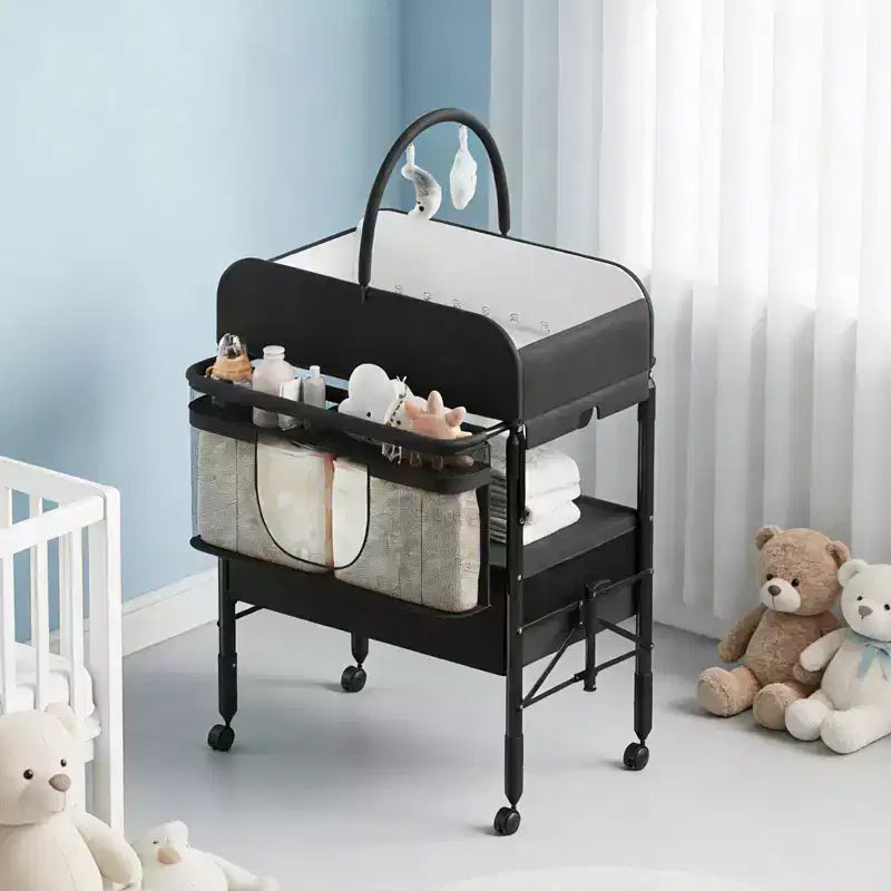 Mesa cambiador plegable para bebés con cajones negra/azul/gris/rosa – 1 persona