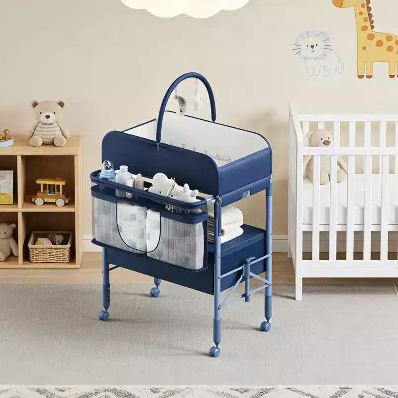 Mesa cambiador plegable para bebés con cajones negra/azul/gris/rosa – 1 persona