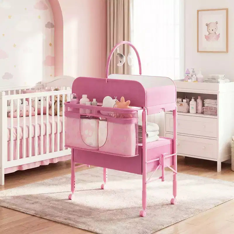 Mesa cambiador plegable para bebés con cajones negra/azul/gris/rosa – 1 persona