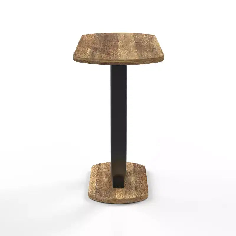Mesa consola negra y marrón, industrial en forma de U, 1 pieza