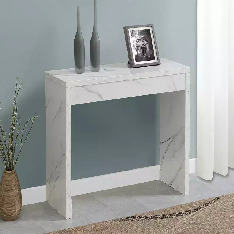 Mesa de recibidor de mármol sintético blanco – Montaje por 1 persona, estilo contemporáneo