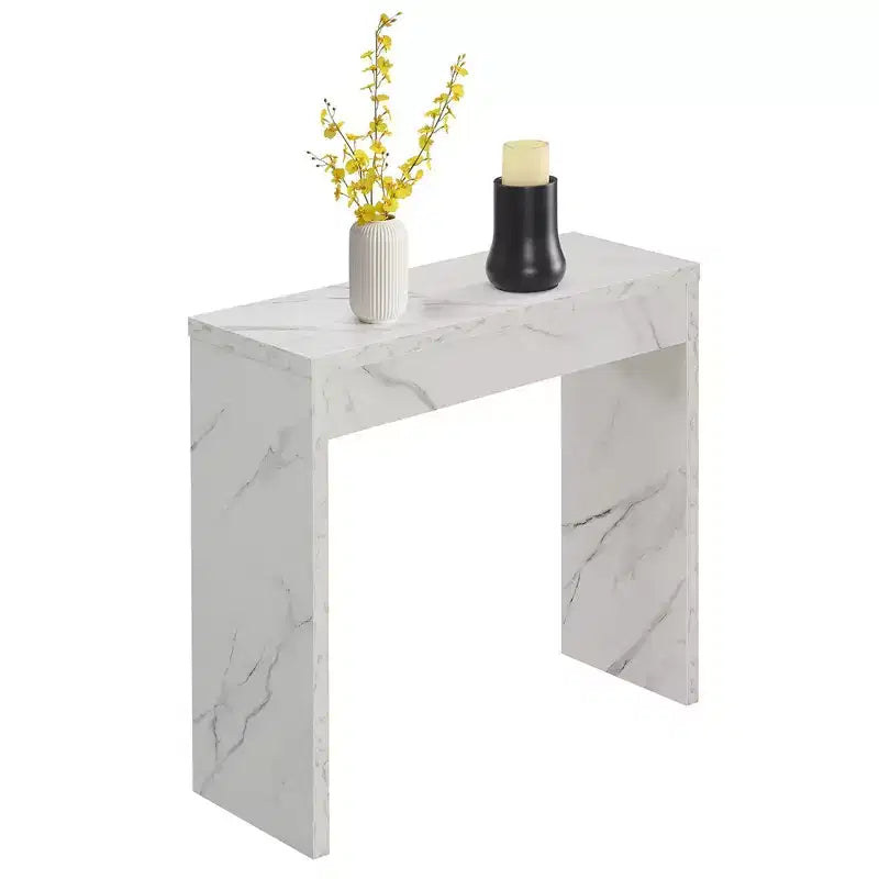 Mesa de recibidor de mármol sintético blanco – Montaje por 1 persona, estilo contemporáneo