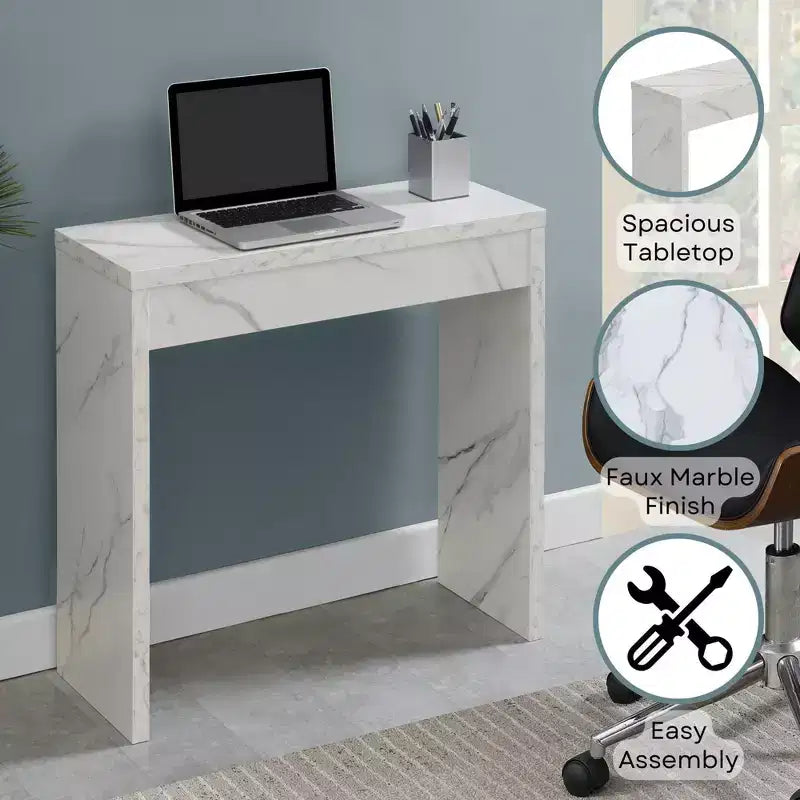Mesa de recibidor de mármol sintético blanco – Montaje por 1 persona, estilo contemporáneo