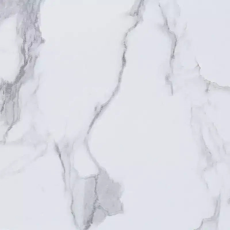 Mesa de recibidor de mármol sintético blanco – Montaje por 1 persona, estilo contemporáneo