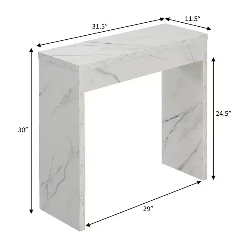 Mesa de recibidor de mármol sintético blanco – Montaje por 1 persona, estilo contemporáneo