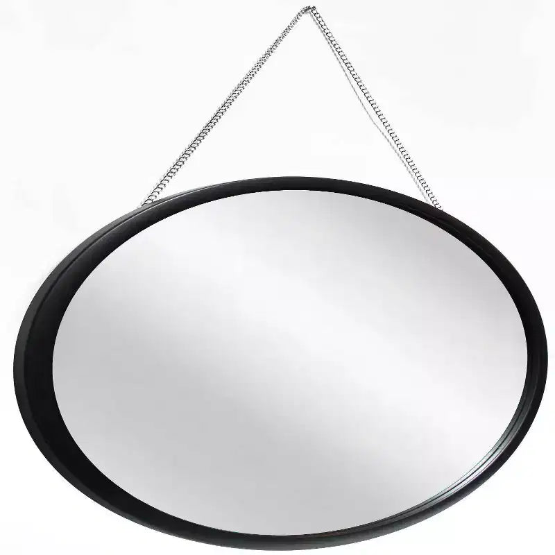 Espejo de pared redondo, negro/dorado, individual, 22 pulgadas