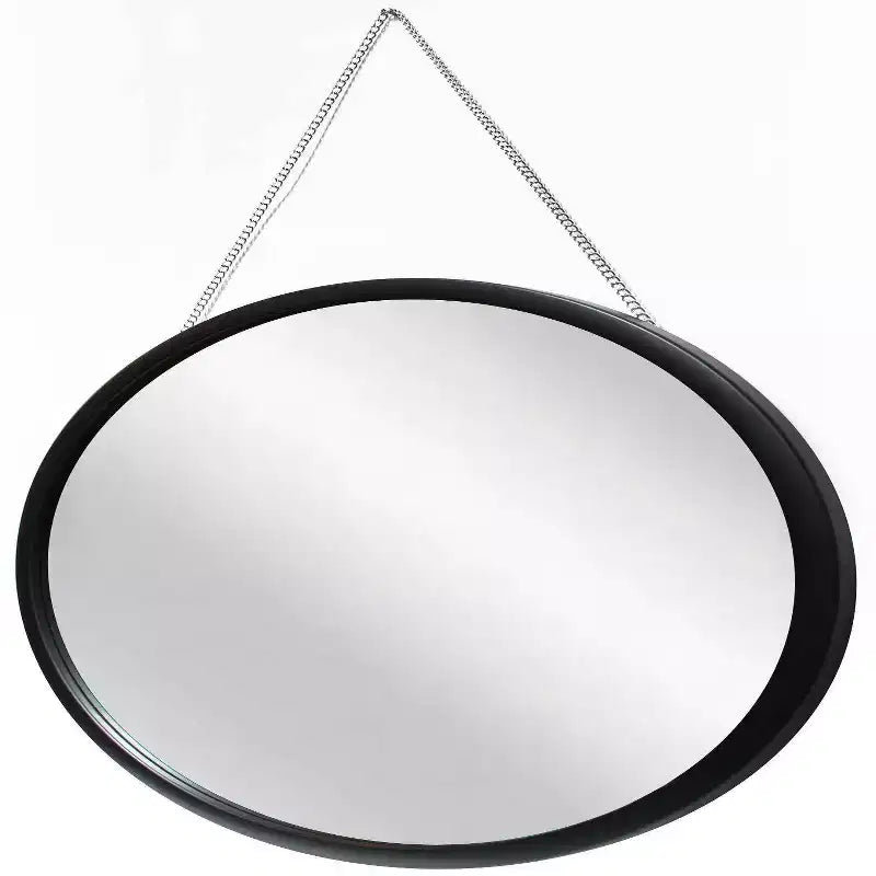 Espejo de pared redondo, negro/dorado, individual, 22 pulgadas