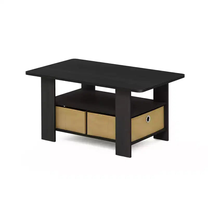 Mesa de centro negra con almacenamiento, rectangular, para 1 persona