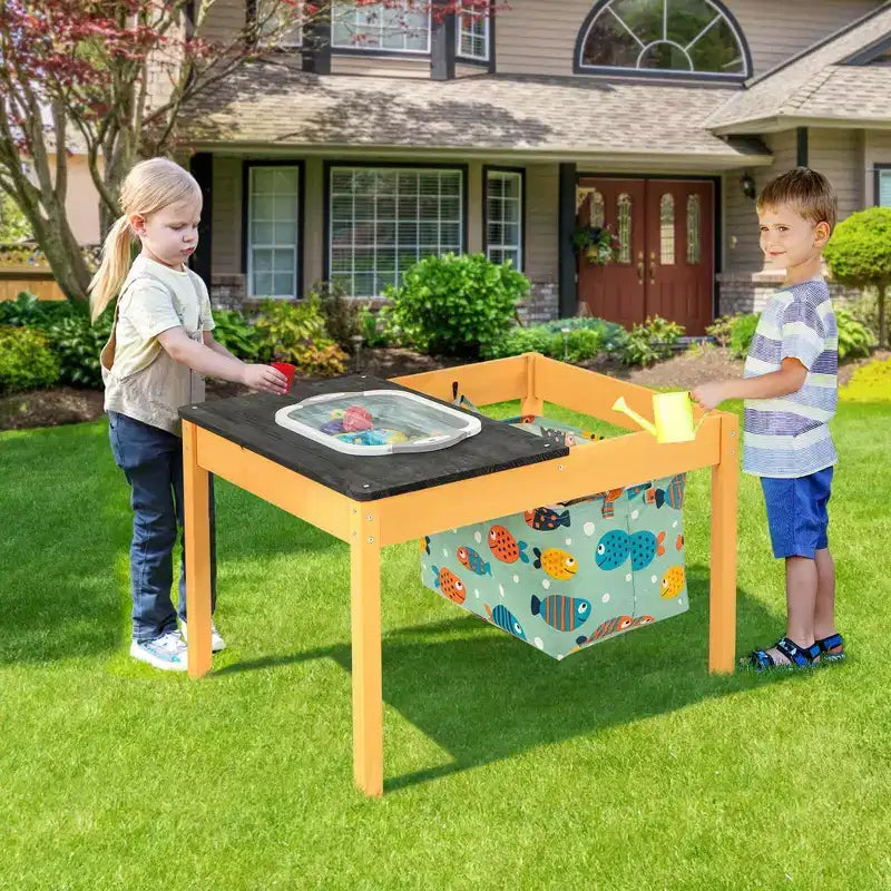 Mesa de actividades 3 en 1 para niños, natural y negra, para juegos de arena, agua y pistas de carreras, para 2 a 4 usuarios de 3 a 8 años