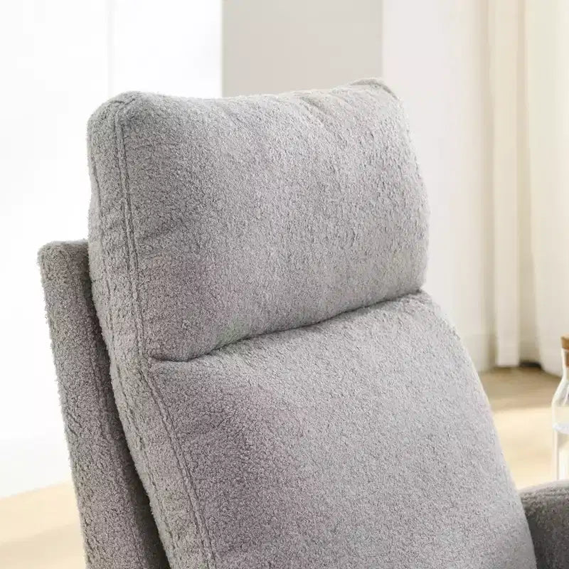 Sillón mecedora deslizante tapizado beige/café/gris/marfil con bolsillos laterales, asiento individual