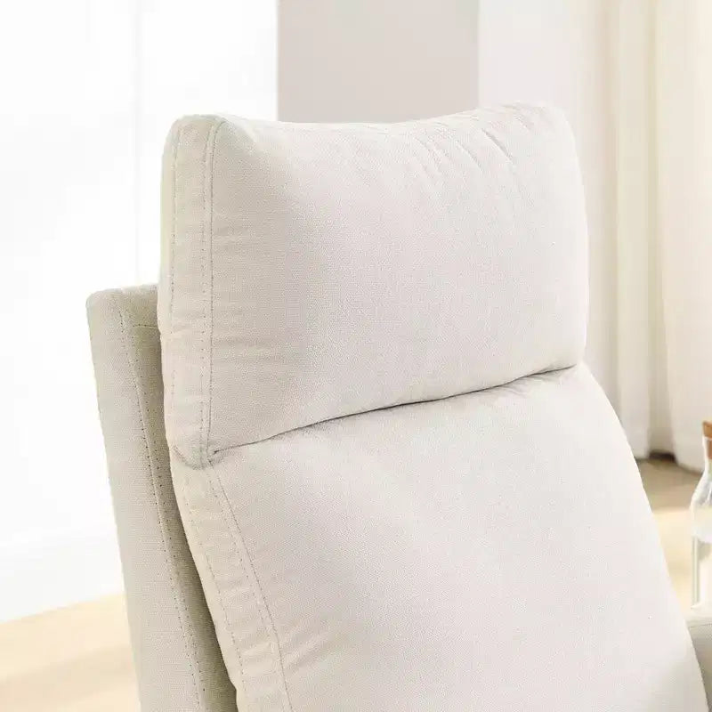 Sillón mecedora deslizante tapizado beige/café/gris/marfil con bolsillos laterales, asiento individual